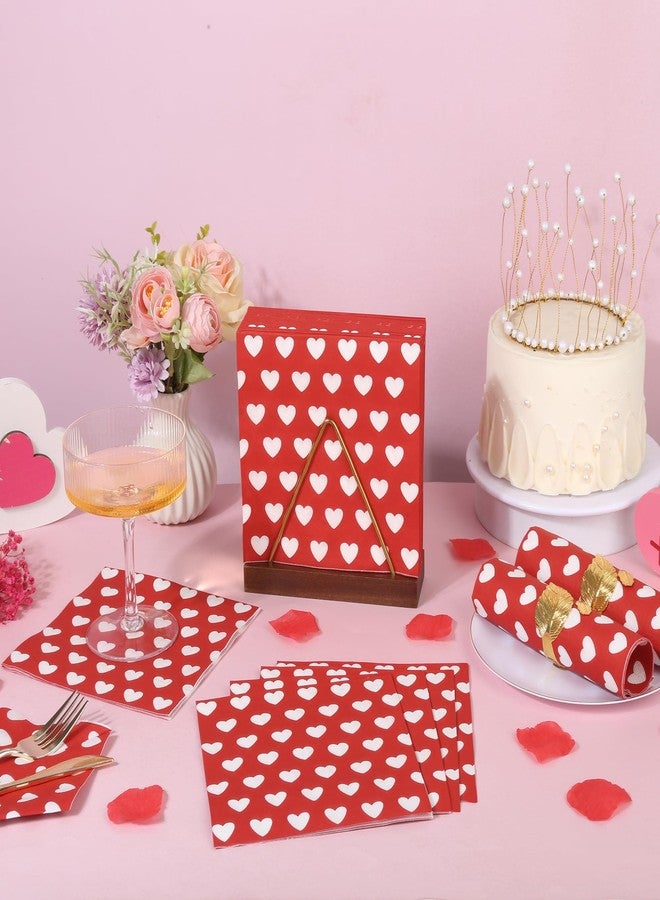 AimFun 100Pcs Valentine's Day Paper Napkins Red Heart Disposable Dinner Napkins for Weddings, Parties, Showers (Hearts) - Image 5